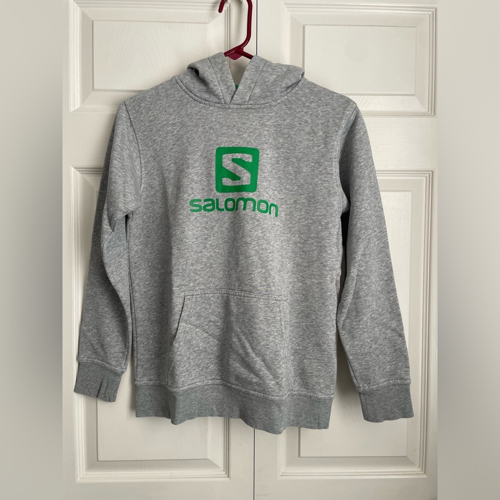 Salomon Gray Hoodie with Green Logo